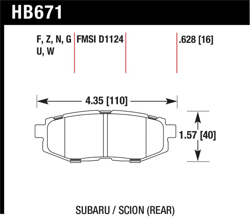 Subaru Legacy Brake Pad - Rear - Hawk Performance - HPS Street - `11-`27